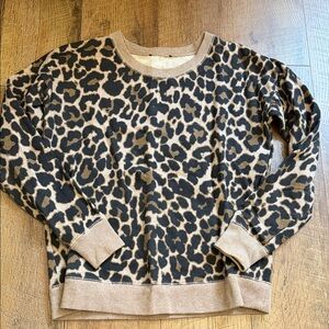 J. Crew Black and Tan Leopard Print Sweater